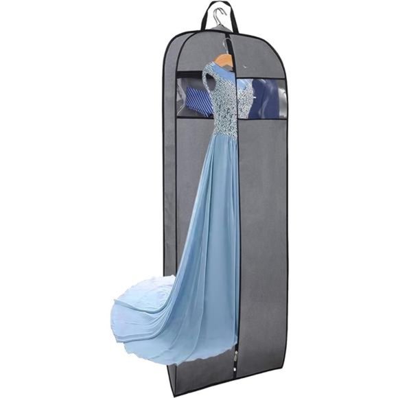 Gusseted 60"Dress GarmentBag Hanging ClothesCover with Clear Window ZipperPocket - Picture 1 of 7